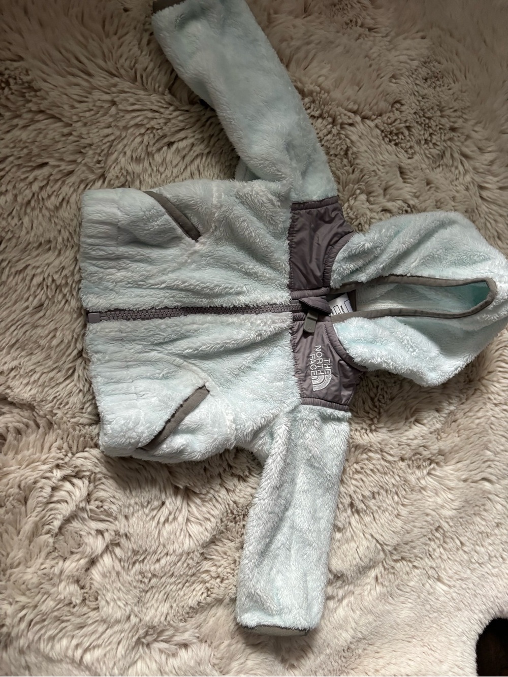 The North Face Infants 0-3' Pale Blue Fuzzy Hooded Jacket